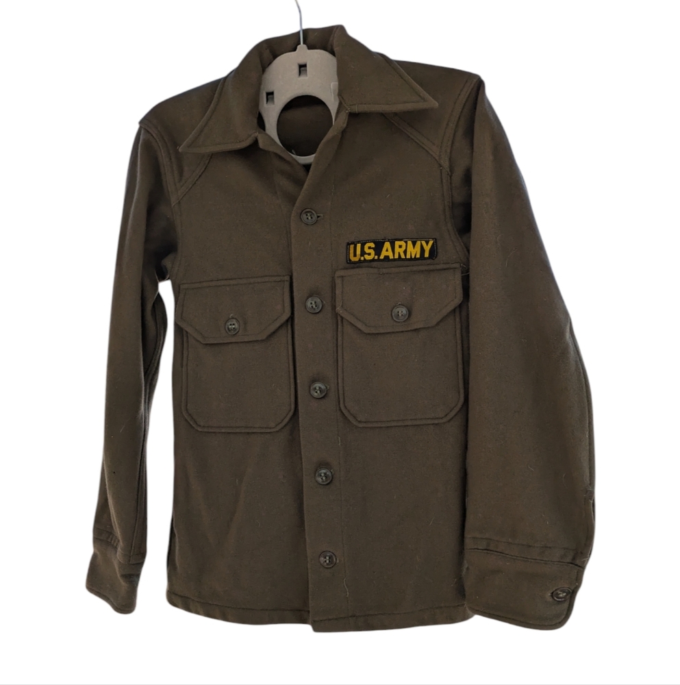 1950's Vintage US Army Military Wool Field Shirt/Jacket Army Green Unisex XS